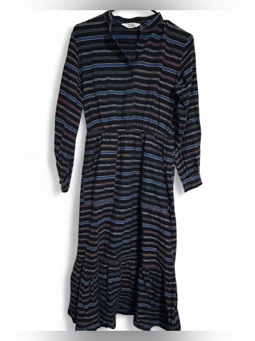 & Other Stories Black Multicolored Striped Midi Dress